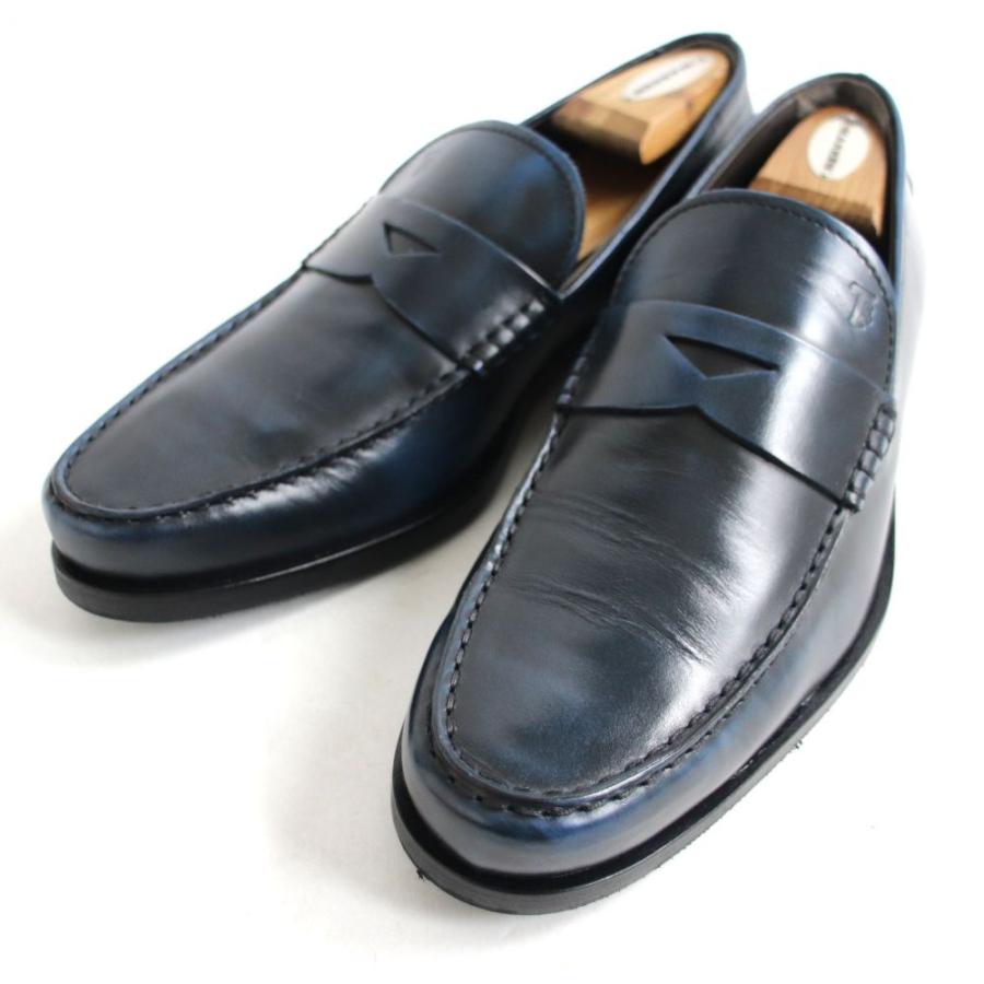 美品 Tod S トッズ ロゴ入り レザー コインローファー ペニーローファー ダークネイビー 8 箱付き メンズオススメ シンプル T13 St012 501 Greenヤフーショッピング店 通販 Yahoo ショッピング
