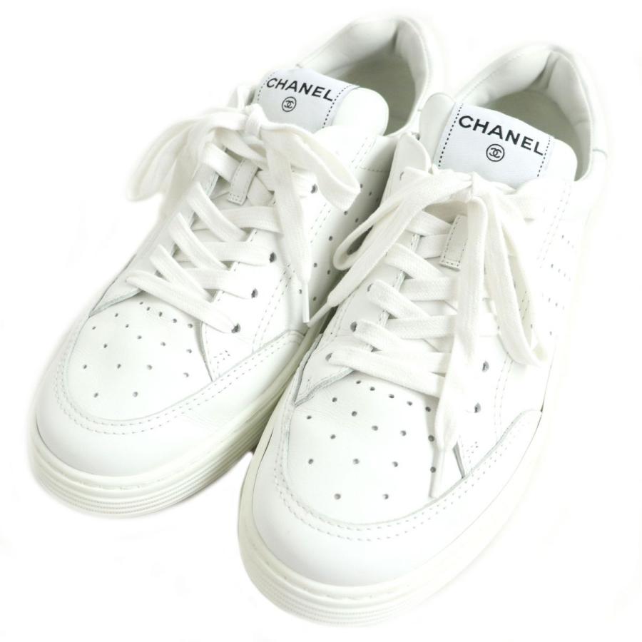 美品□CHANEL/シャネル G36487 ロゴ入り レースアップ ローカット