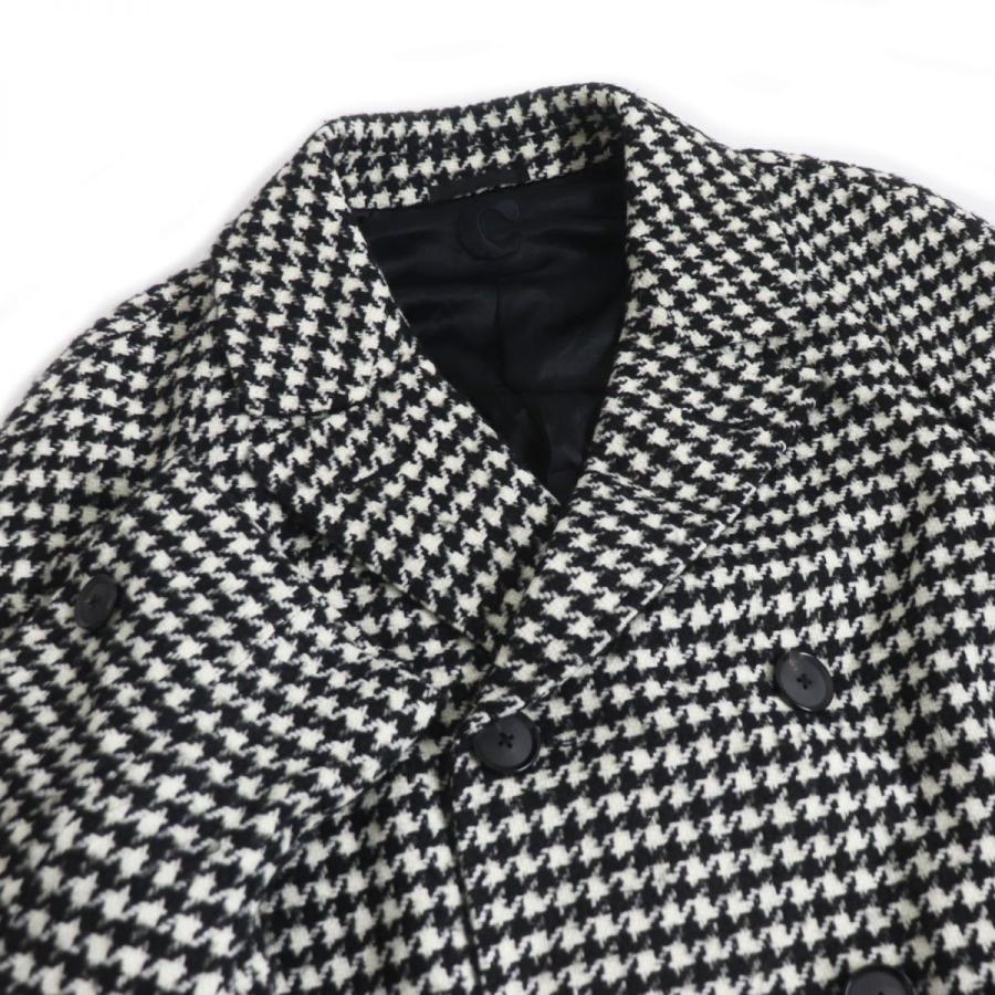 美品□CARUSO/カルーゾ 千鳥格子柄 ウール ダブルブレスト ロング丈 ベルテッドコート/チェスターコート 白×黒 46R イタリア製 正規品 美品□CARUSO/カルーゾ 千鳥格子柄 ウール ダブルブレスト ロング丈 ベルテッドコート/チェスターコート 白×黒 46R イタリア製 正規品