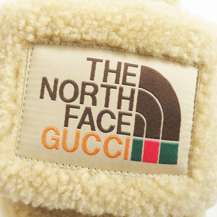 未使用品□GUCCI×THE NORTH FACE グッチ ザ ノースフェイス 679948 ロゴパッチ ムートン ボアサンダル/スライドサンダル ベージュ 39 伊製｜brand-td-store｜07