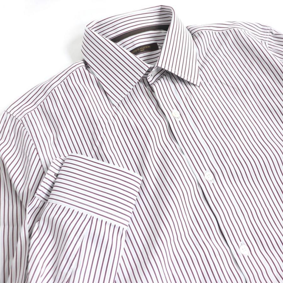 LOUIS VUITTON ヴィトン 半袖 Yシャツ グレー 灰色 ストライプ www