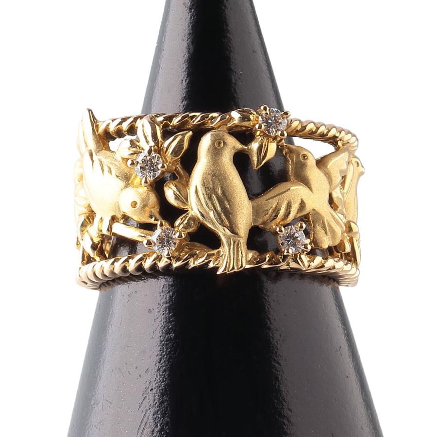 TASAKI タサキ ダイヤリング 0.11ct 11号強 K18YG 鳥 バード TASAKI タサキ ダイヤリング 0.11ct 11号強 K18YG 鳥 バード