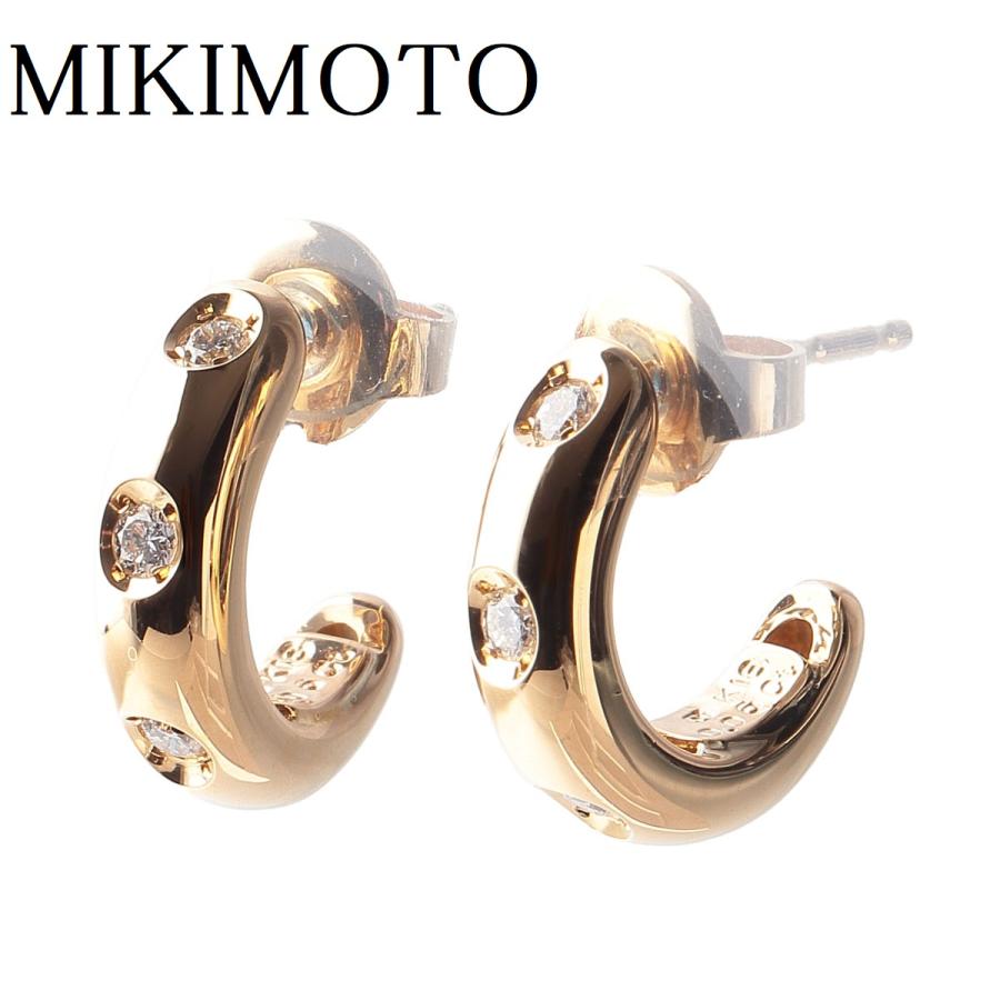 MIKIMOTO ミキモト フープ ピアス ダイヤ0.12ct K18YG 新品 MIKIMOTO ミキモト フープ ピアス ダイヤ0.12ct K18YG 新品
