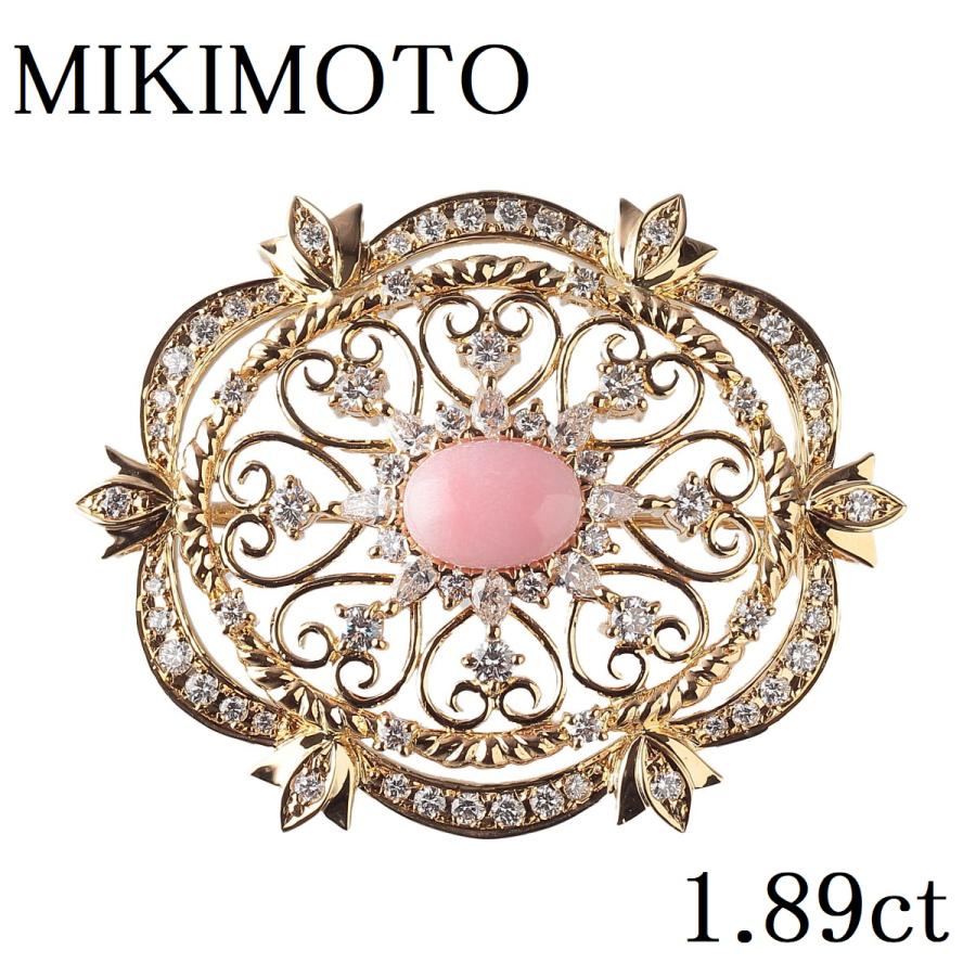 ミキモト コンクパール ダイヤ ブローチ ダイヤ1.89ct K18YG 新品 