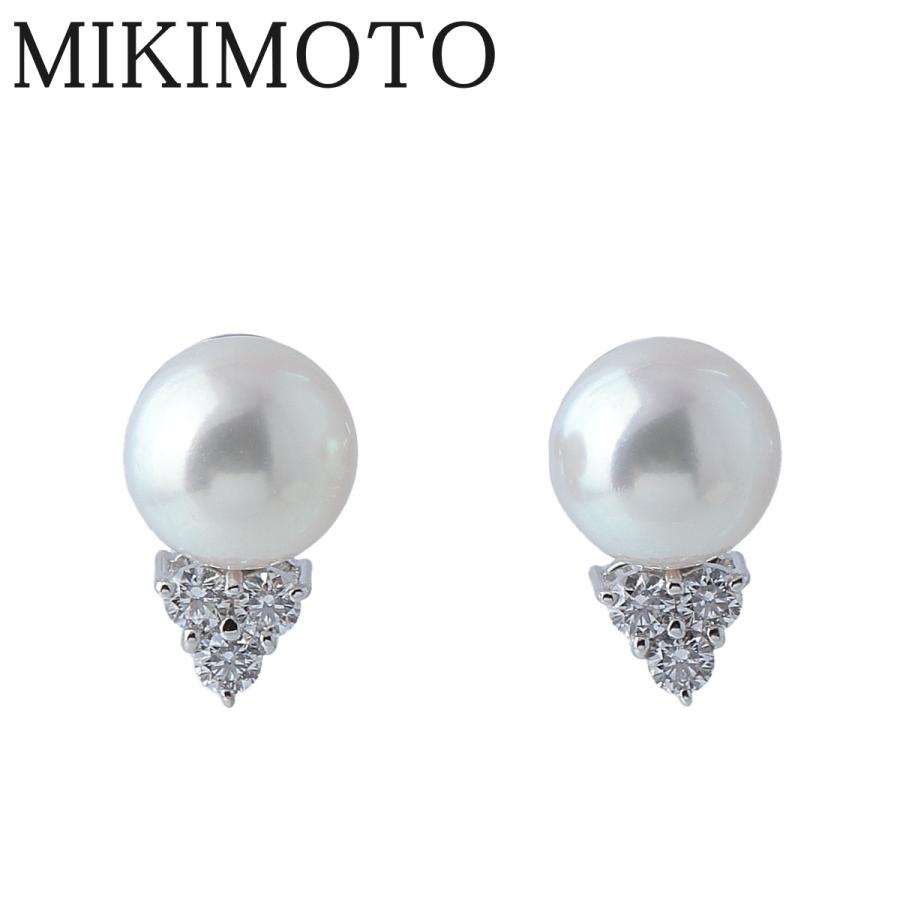 ミキモト ダイヤ パール ピアス 現行モデル PE-992PU型 アコヤパール  