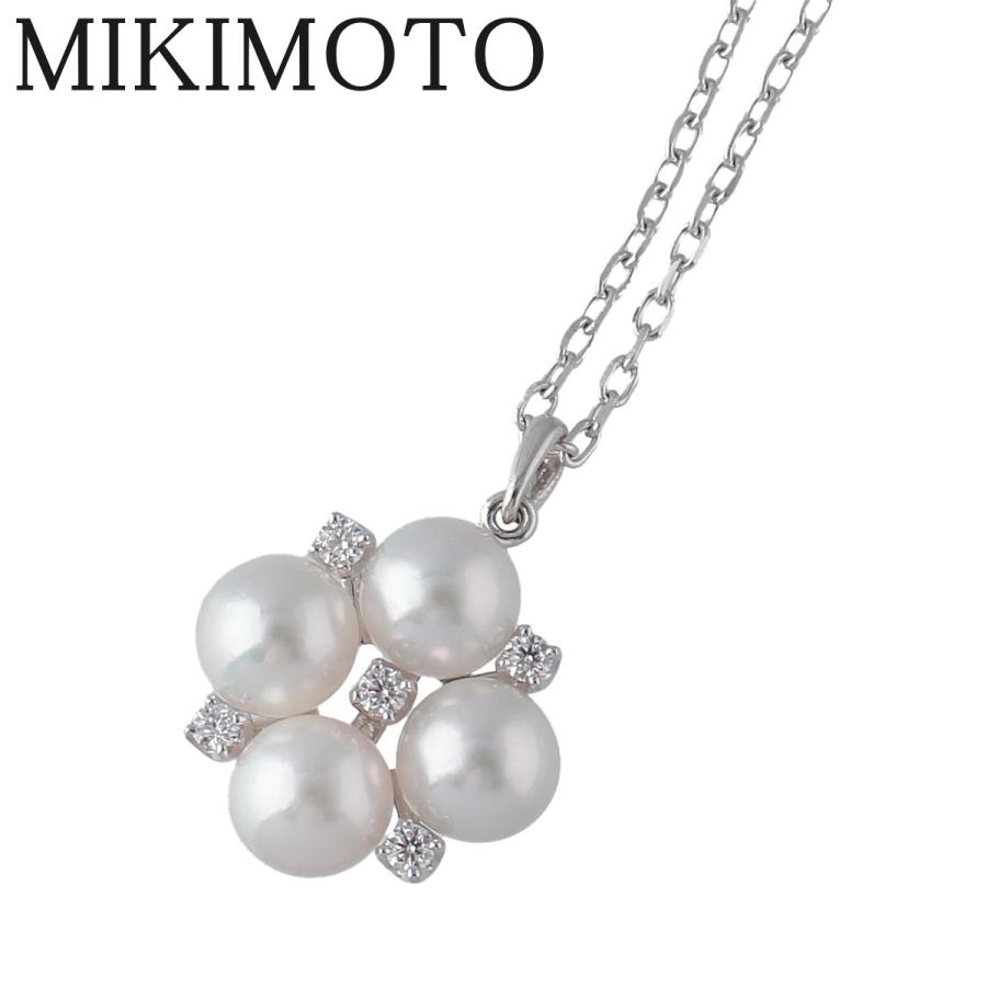 ミキモト ダイヤ パール ネックレス フラワー PP-10981AU型 アコヤ  