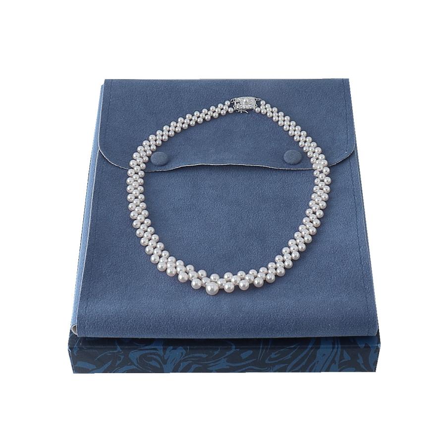 ミキモト パール ネックレス 3連 レース編み アコヤパール3.5mm〜7.5mm  