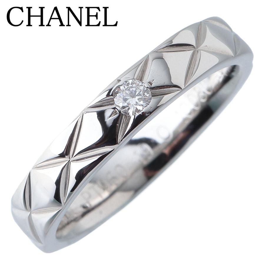 CHANEL シャネル ダイヤ リング マトラッセ ミディアム #48 1PD PT950  