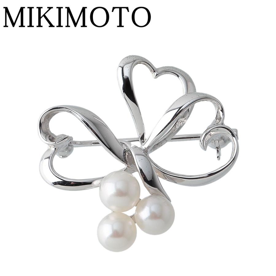 ミキモト パール ブローチ リボン シルバー アコヤパール5.4mm 