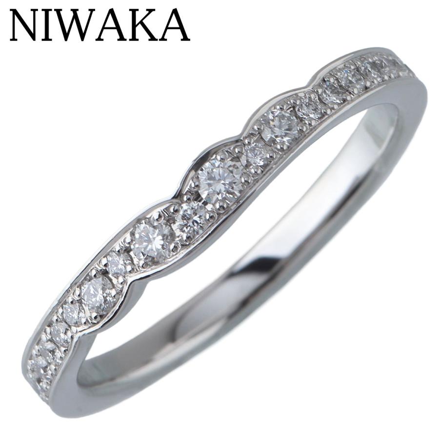 4℃【箱付】 Pt950 ダイヤモンド ハーフエタニティリング 10号 プラチナ 俄（NIWAKA） ダイヤ リング 花麗 ハーフ エタニティ 10号 Pt950 箱