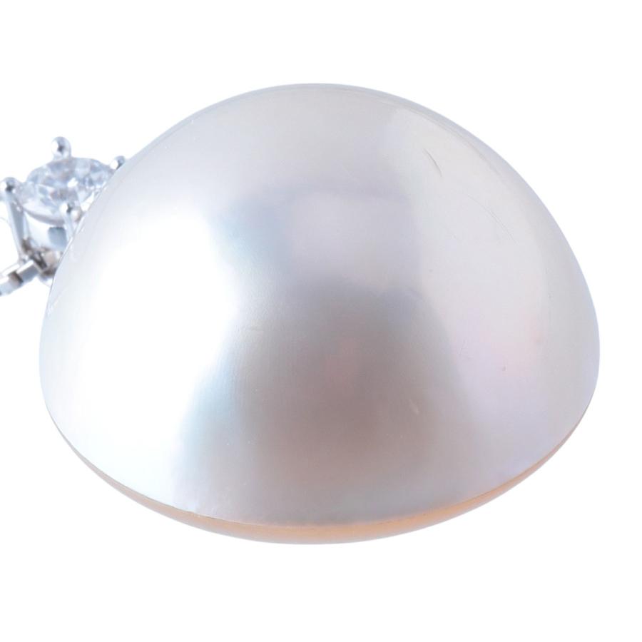 TASAKI タサキ マベパール ダイヤ ネックレス 大珠 19.7mm 0.16