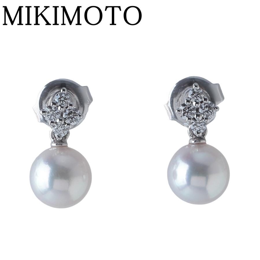 MIKIMOTO ミキモト ダイヤ パール ピアス 現行モデル PE-1753AU型  