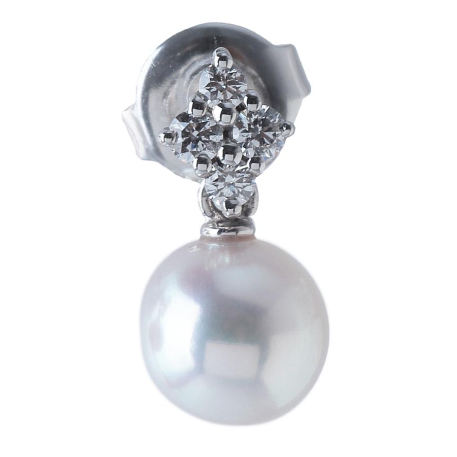 MIKIMOTO ミキモト ダイヤ パール ピアス 現行モデル PE-1753AU型  