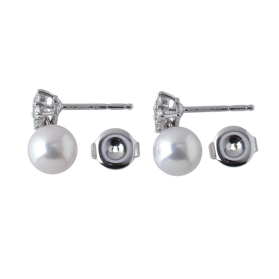 MIKIMOTO ミキモト ダイヤ パール ピアス 現行モデル PE-1753AU型  