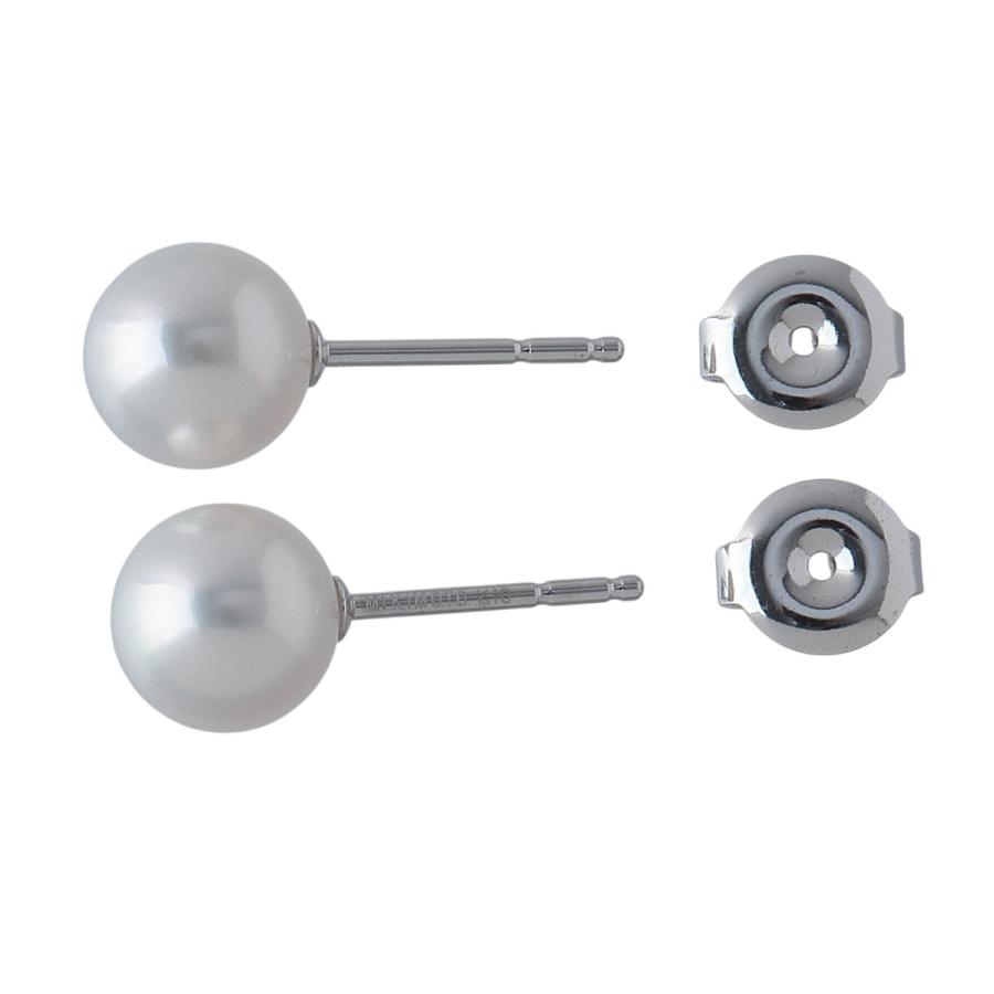 MIKIMOTO ミキモト パール ピアス アコヤパール7.6mm K18WG 新品仕上げ  