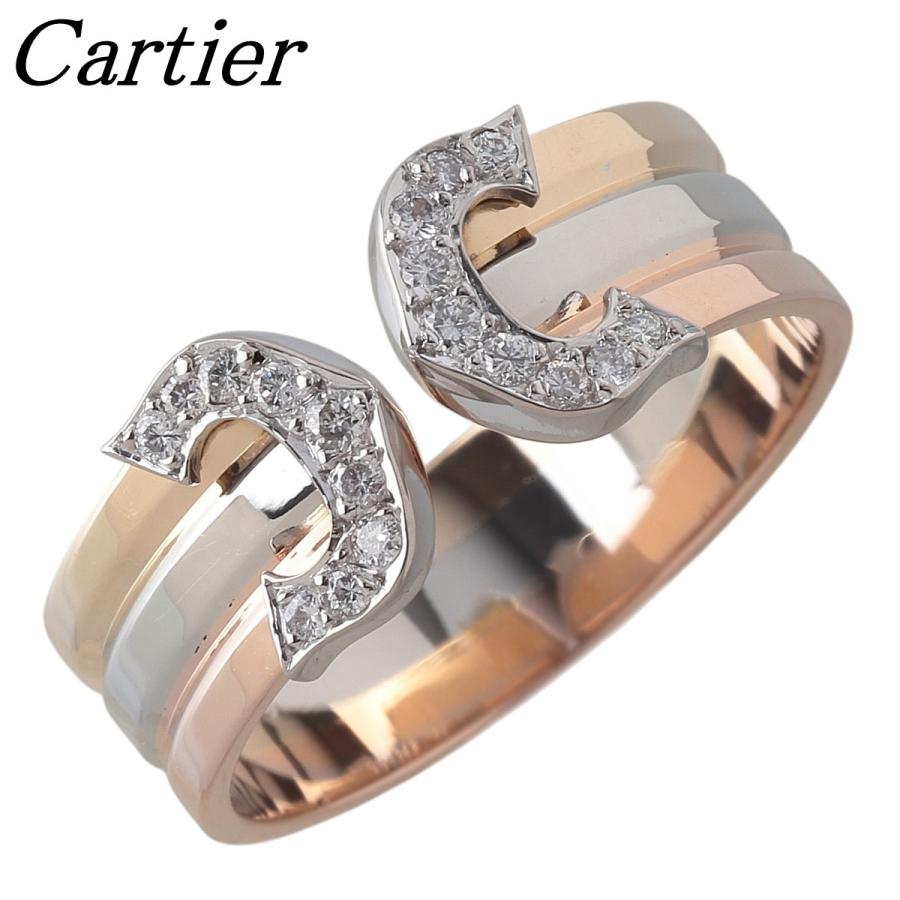 ヴィンテージ カルティエ 2Cリング 18K 750 ゴールドダイヤモンド 52