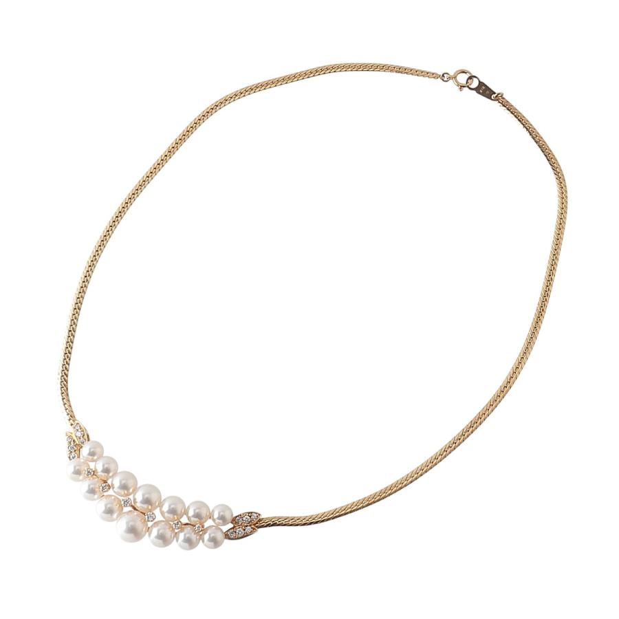 MIKIMOTO（ミキモト） ダイヤ パール ネックレス アコヤパール5.5mm