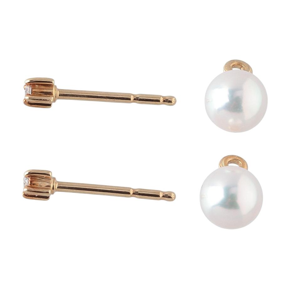 MIKIMOTO（ミキモト） パール ダイヤ ピアス アコヤパール5.3mm K18YG