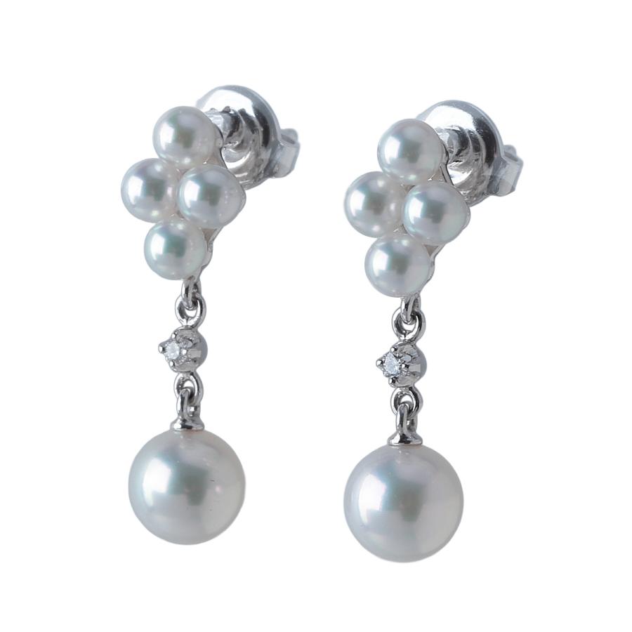 MIKIMOTO（ミキモト） ベビーパール ダイヤ ピアス PE-768PU型 アコヤ
