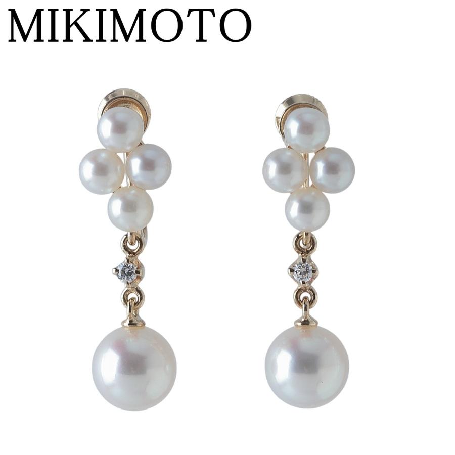 ミキモト　パールイヤリング MIKIMOTO【ミキモト】 K18アコヤパール ダイヤモンドイヤリング (NO