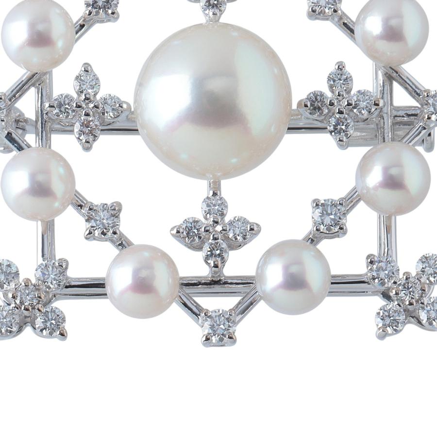 美品✨田崎真珠　TASAKI タサキ パール　ブローチ　コサージュ　スクエア TASAKI（タサキ） パール ダイヤ ブローチ ダイヤ1.10ct K18WG パール