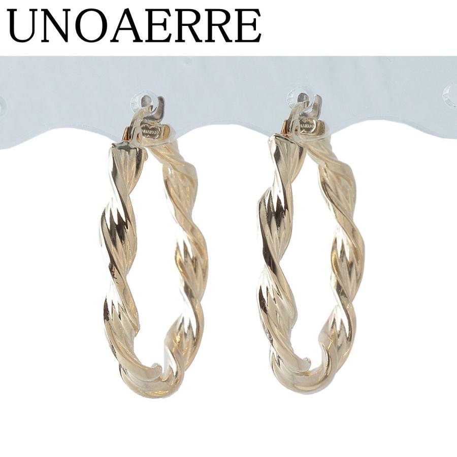 UNOAERRE（ウノアエレ） ツイスト フープ ピアス 750YG 新品仕上げ済