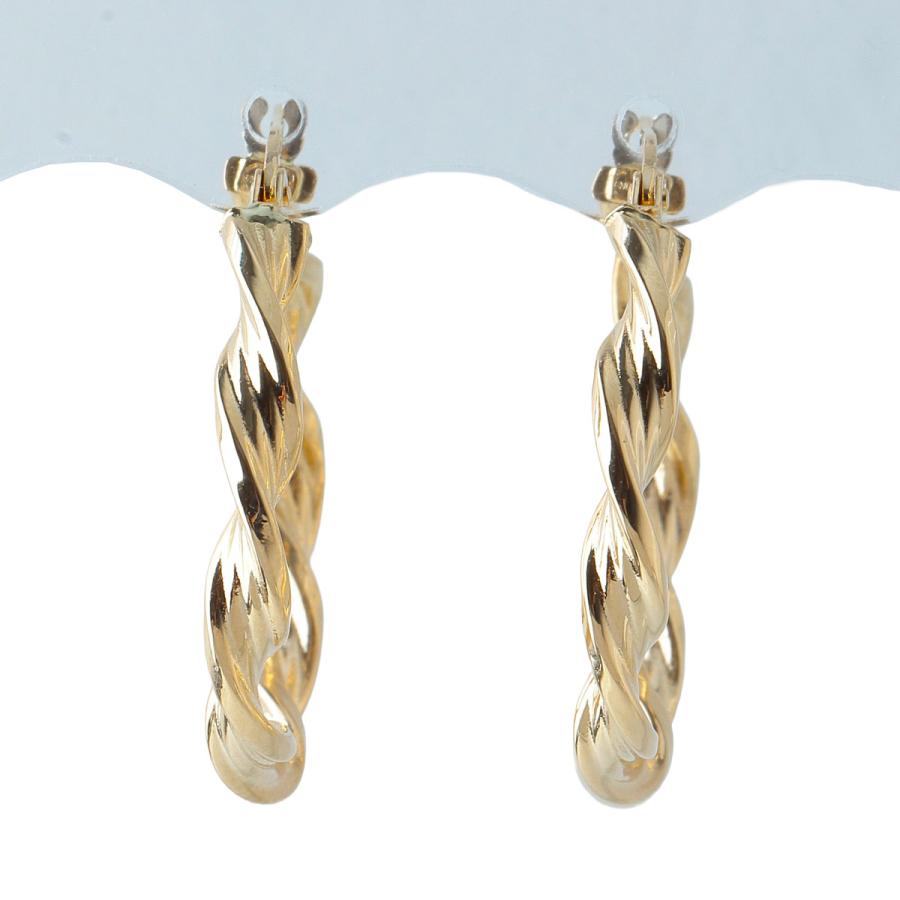 UNOAERRE（ウノアエレ） ツイスト フープ ピアス 750YG 新品仕上げ済