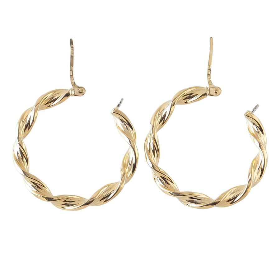 750YG ウノアエレ フープ ピアス UNOAERRE（ウノアエレ） ツイスト フープ ピアス 750YG 新品仕上げ済