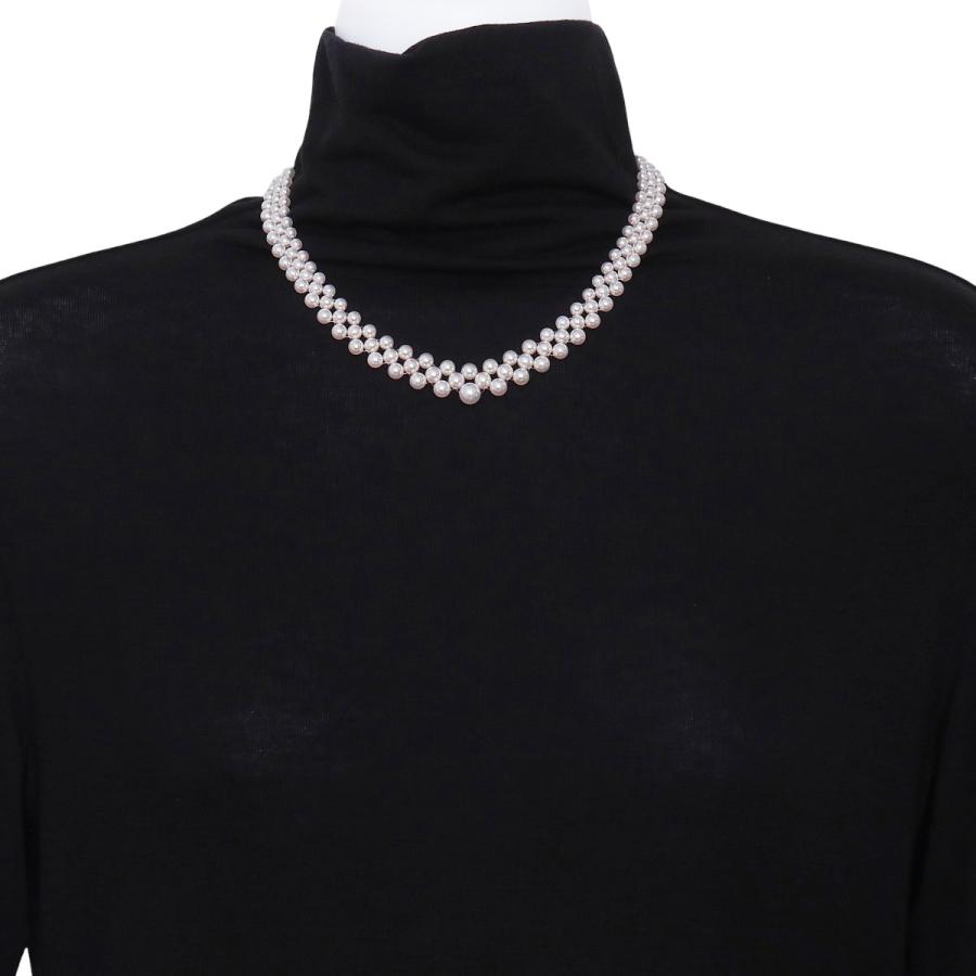 MIKIMOTO（ミキモト） パール ネックレス 3連 レース編み アコヤパール 