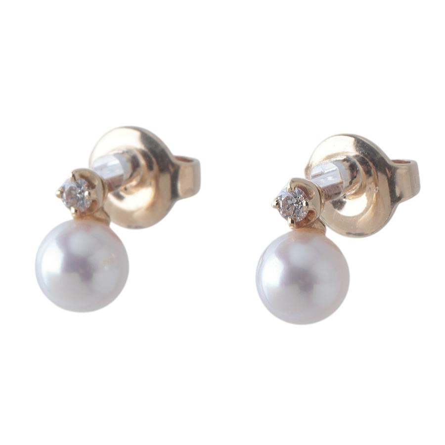MIKIMOTO（ミキモト） パール ダイヤ ピアス PE-1688PK型 現行モデル