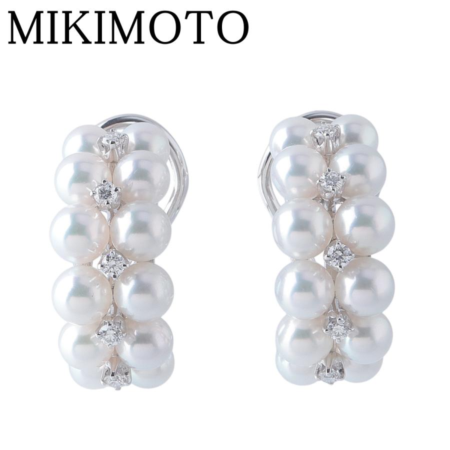 MIKIMOTO（ミキモト） パール ダイヤ ピアス K18WG 新品仕上げ済