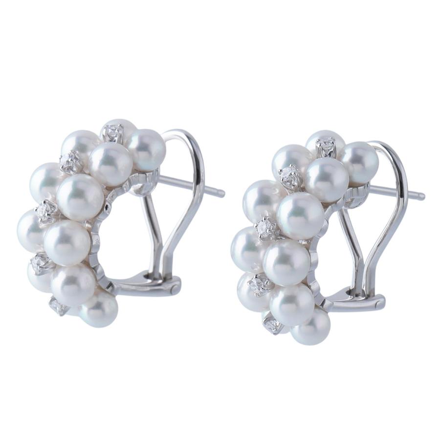 MIKIMOTO（ミキモト） パール ダイヤ ピアス K18WG 新品仕上げ済