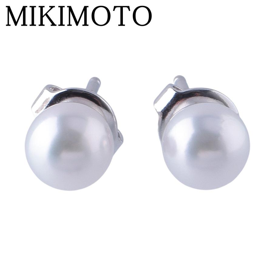 美品】MIKIMOTO パールピアス約6.4㎜珠K18WG