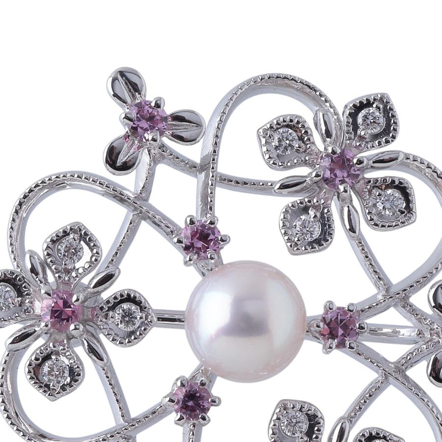 MIKIMOTO（ミキモト） ダイヤ ピンクサファイア パール ブローチ K18WG