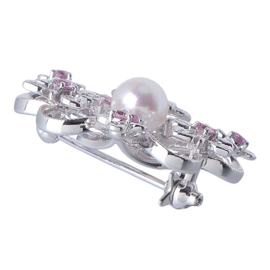 MIKIMOTO（ミキモト） ダイヤ ピンクサファイア パール ブローチ K18WG