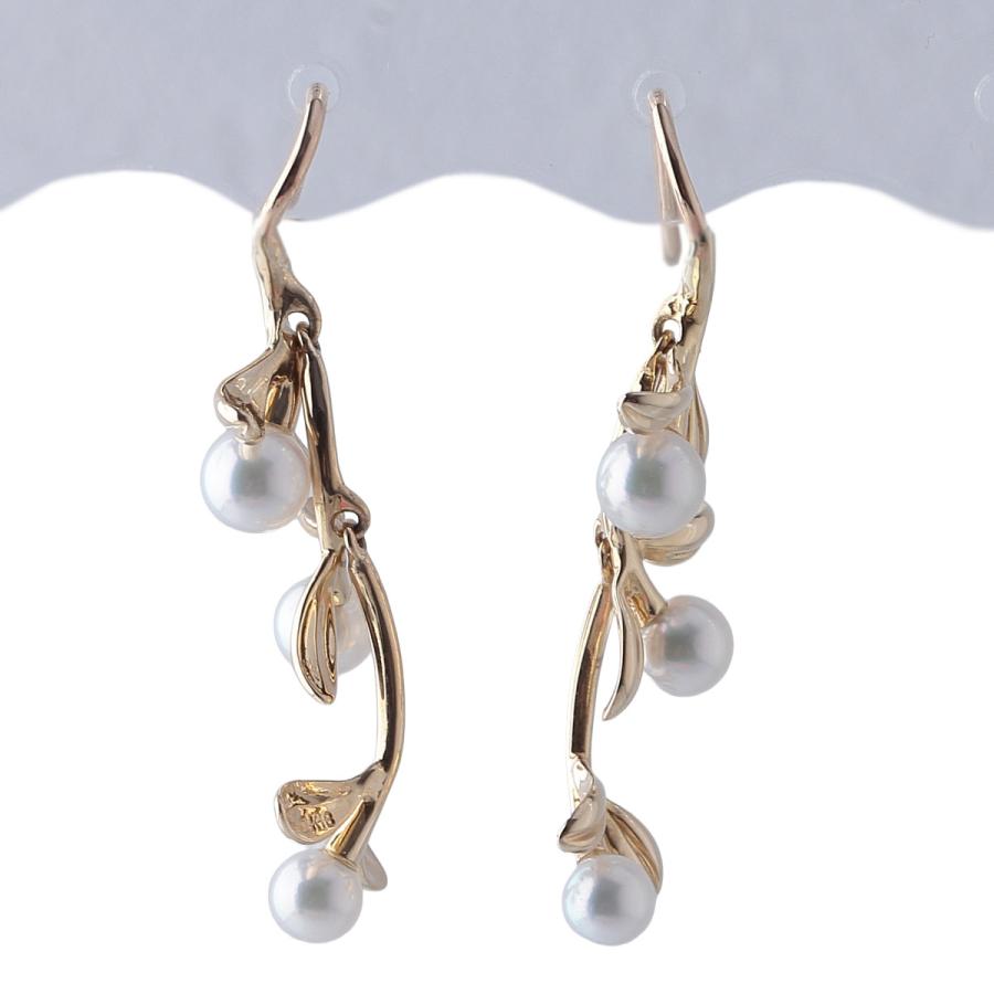 MIKIMOTO（ミキモト） パール ピアス オリーブリーフ アコヤパール4.0