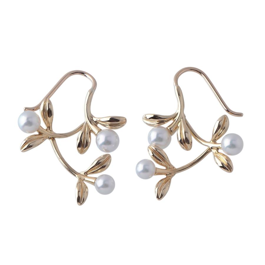 MIKIMOTO（ミキモト） パール ピアス オリーブリーフ アコヤパール4.0