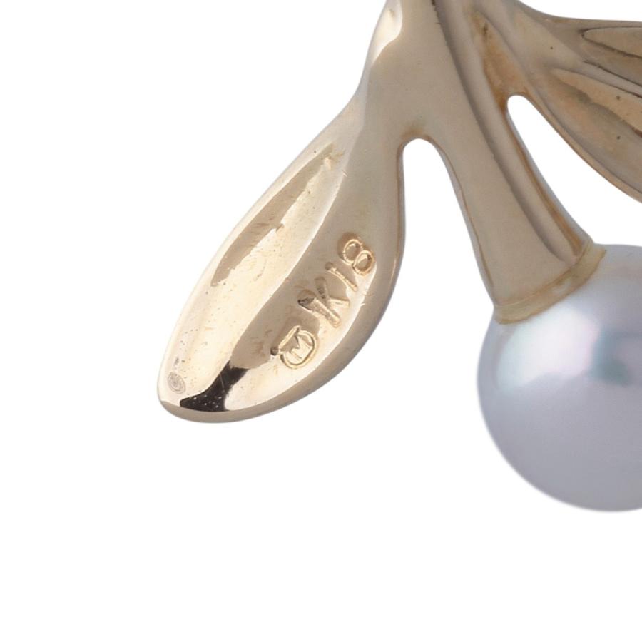 MIKIMOTO パール　葉っぱのピアス　ミキモト　K18 アコヤ真珠　ピアス MIKIMOTO（ミキモト） パール ピアス オリーブリーフ アコヤパール4.0