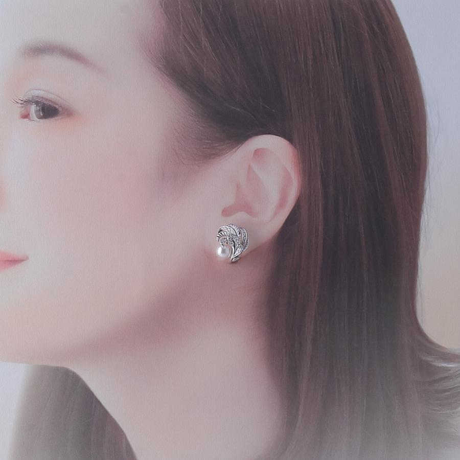 MIKIMOTO（ミキモト） パール ダイヤ イヤリング フェザーコレクション