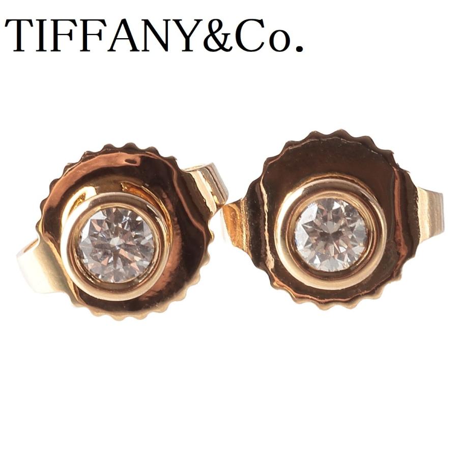 ティファニー バイザヤード ピアス ダイヤ0.10ct 750YG 枠3.5mm 0.9g 