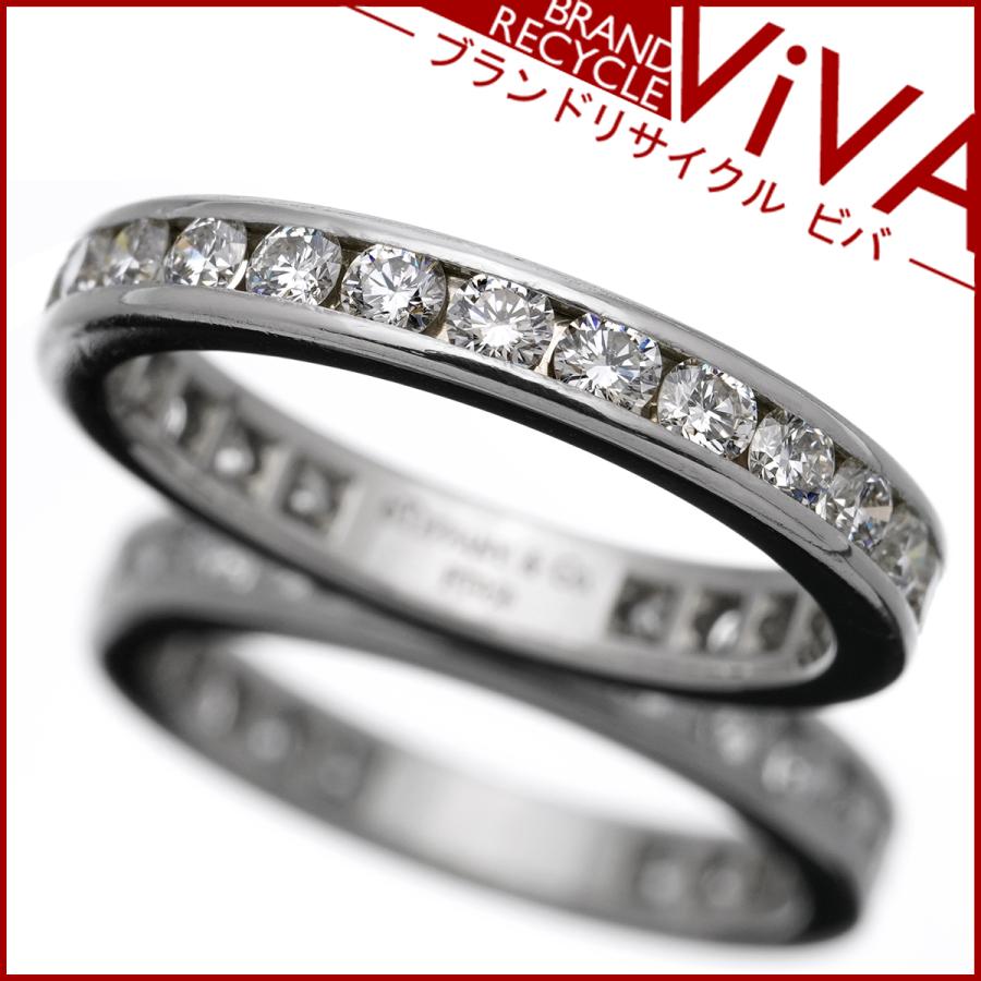 ティファニー チャネルセッティング フルサークル ダイヤモンド バンド リング 指輪 Pt950 プラチナ 3mm 9号 0.93ct 美品