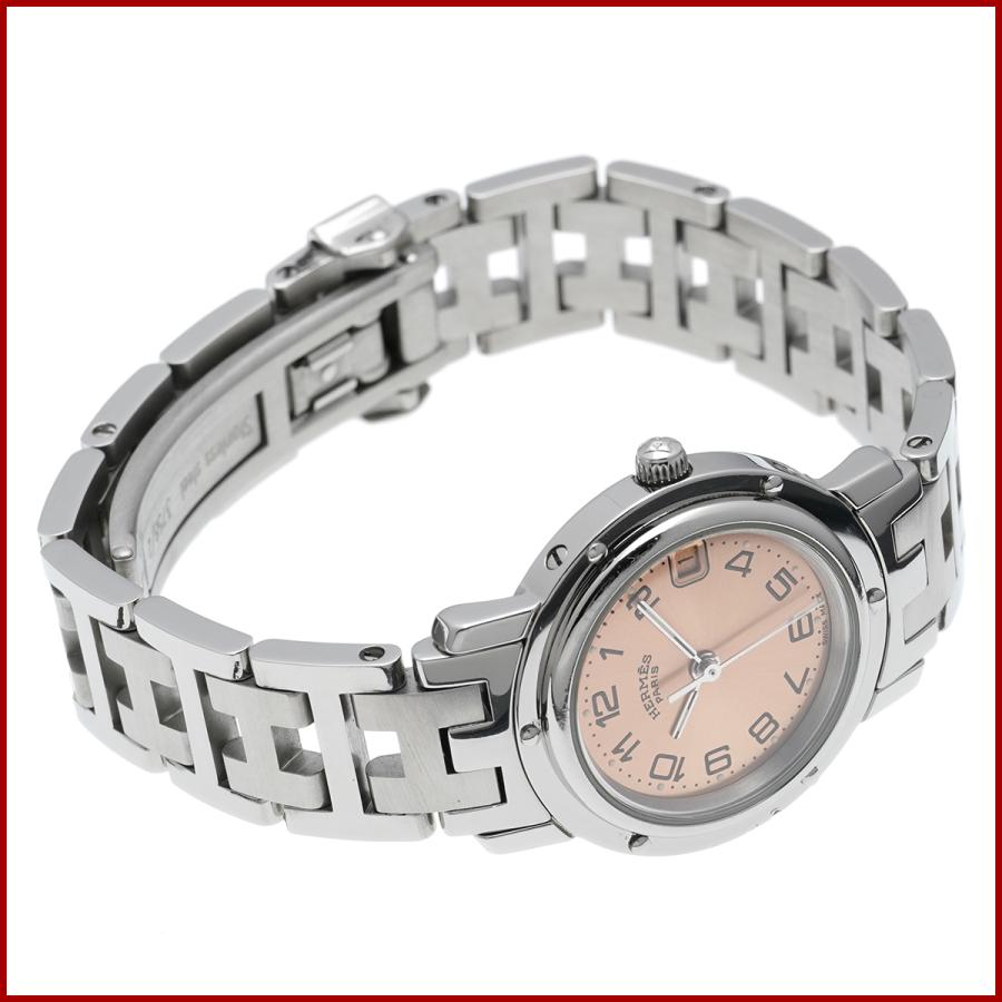 エルメス レディース 腕時計 クリッパー デイト CL4.210 ピンク文字盤  