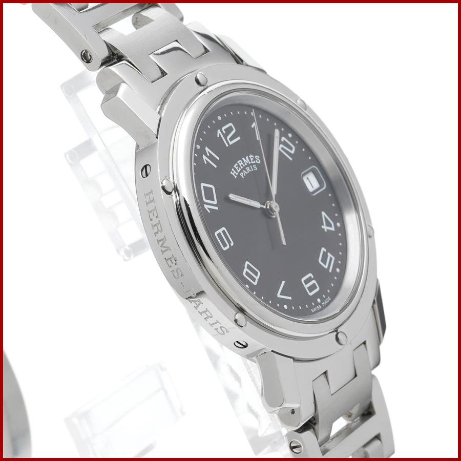 HERMES クリッパー時計白文字盤 シルバーCL6.710 研磨済み