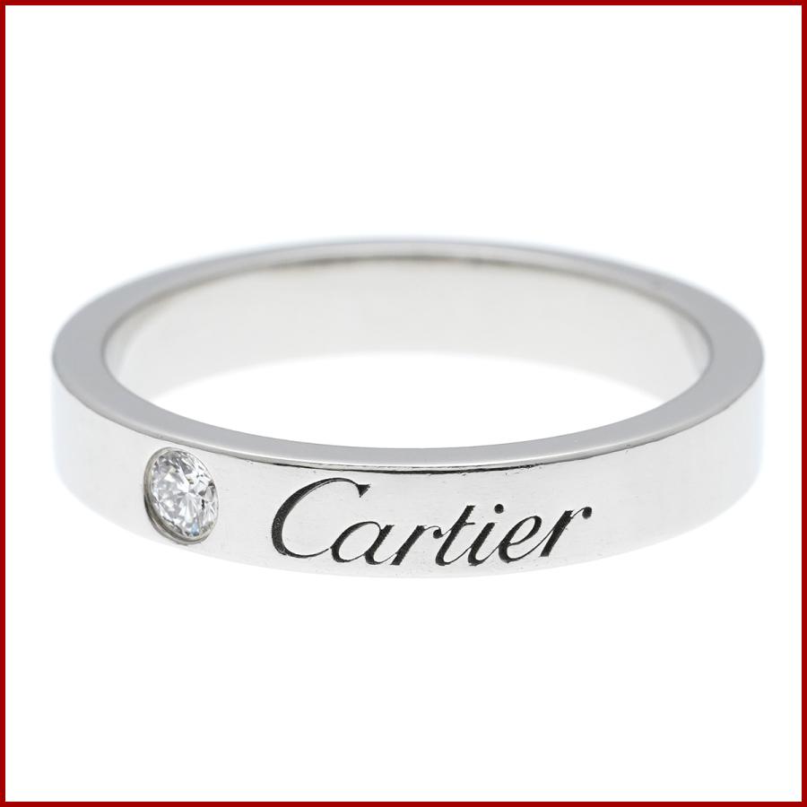 Cartier プラチナリング ダイヤモンド付き Cartier ダイヤモンド1石付プラチナリング