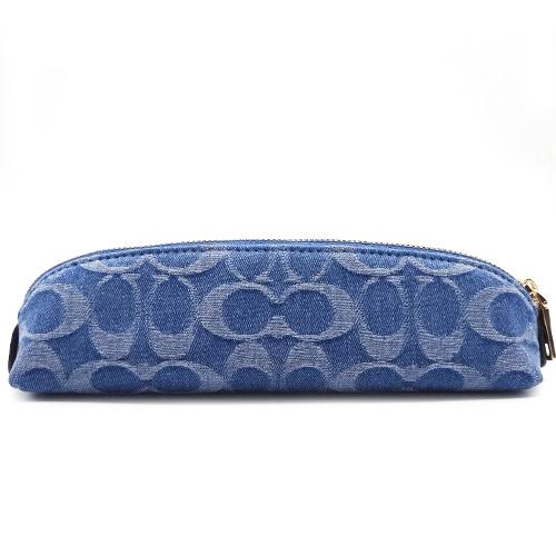 コーチ☆新品☆シグネチャー デニム ペンシルケース/コスメケース 青ブルー COACH（コーチ） 財布 新作 新品 ペンケース シグネチャー デニム
