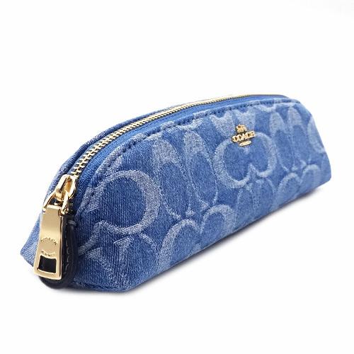 袋付きコーチ☆新品☆シグネチャー デニム ペンシルケース/コスメケース COACH（コーチ） 財布 新作 新品 ペンケース シグネチャー デニム