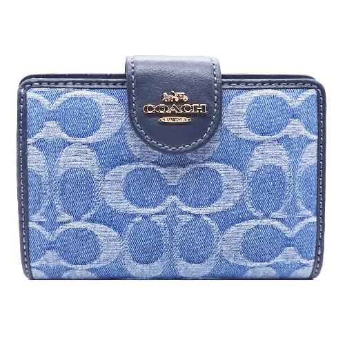 COACH（コーチ） 財布 新作 新品 デニム シグネチャー レザー 二つ折り