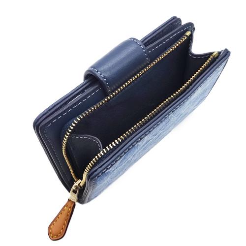 新品　コーチ　二つ折り財布　デニム　ネイビー　レザー　シグネチャー COACH（コーチ） 財布 新作 新品 デニム シグネチャー レザー 二つ折り