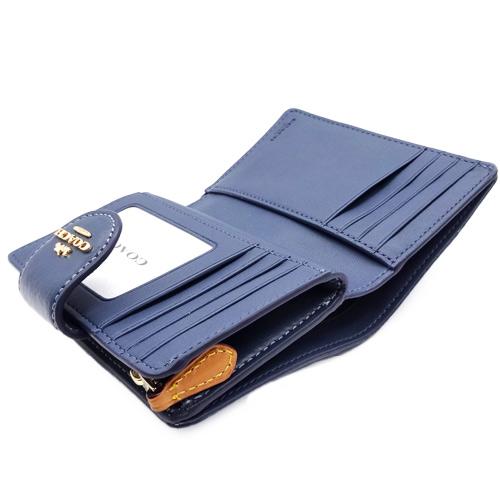 COACH 二つ折り財布 ネイビー デニム COACH（コーチ） 財布 新作 新品 デニム シグネチャー レザー 二つ折り