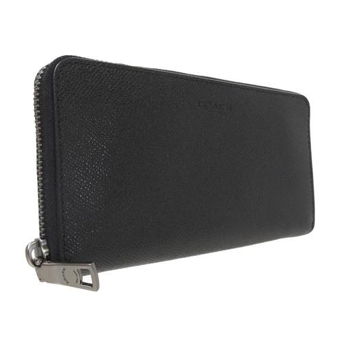 コーチ 財布 COACH 新作 メンズ ファスナー長財布 クロスグレイン レザー F-58107 BLK ブラック 新品【コーチ ショップ袋付き ギフト包装無料】の画像